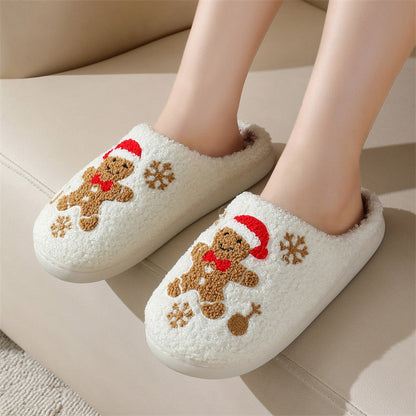 Christmas Snowflake Winter Gingerbread Man Slippers