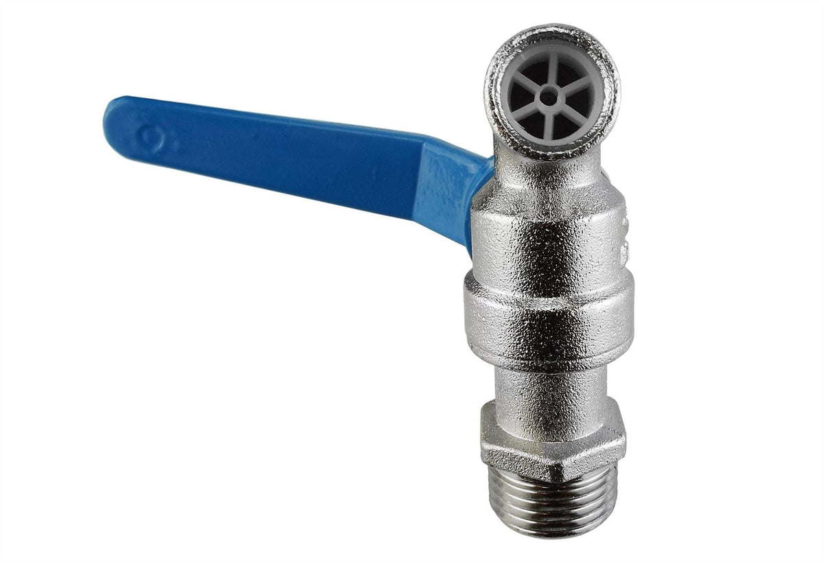 25mm MDPE Wall Flange & ¾″ Blue Lever Garden Tap