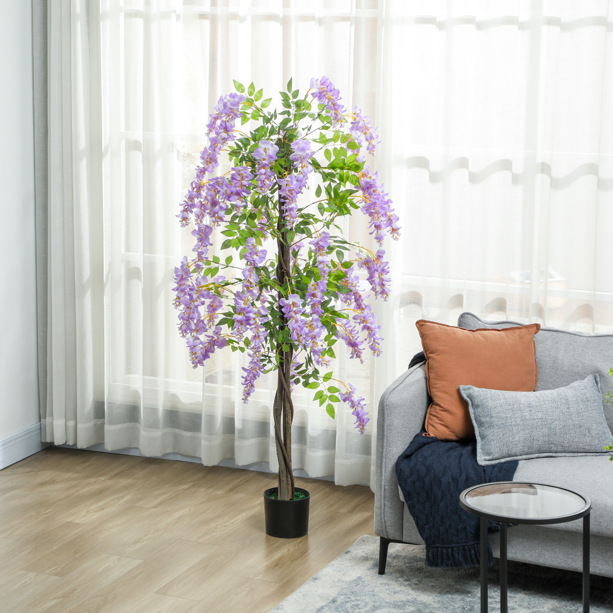 Artificial Wisteria Flower, Purple, 180cm