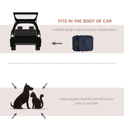 PawHut Foldable Pet Carrier for Small Pet Travel 60 x 41.5 x 41cm - Dark Blue
