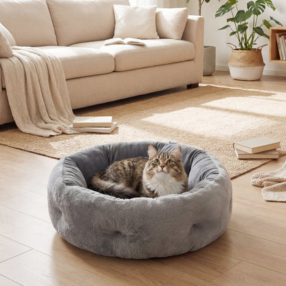 PawHut Round Pet Bed for Dog and Cats, Dark Grey