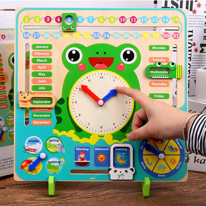Wooden Weather Season Calendar Clock Time Educational Kids Toy