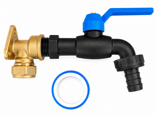 15mm Copper Wall-Mount Tap Kit – Nylon ½″ Barb & PTFE