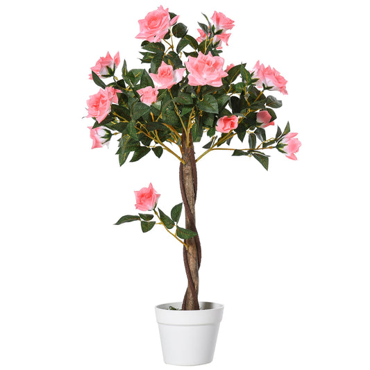 Artificial Plant Pink Rose Flowers in Pot, 90cm
