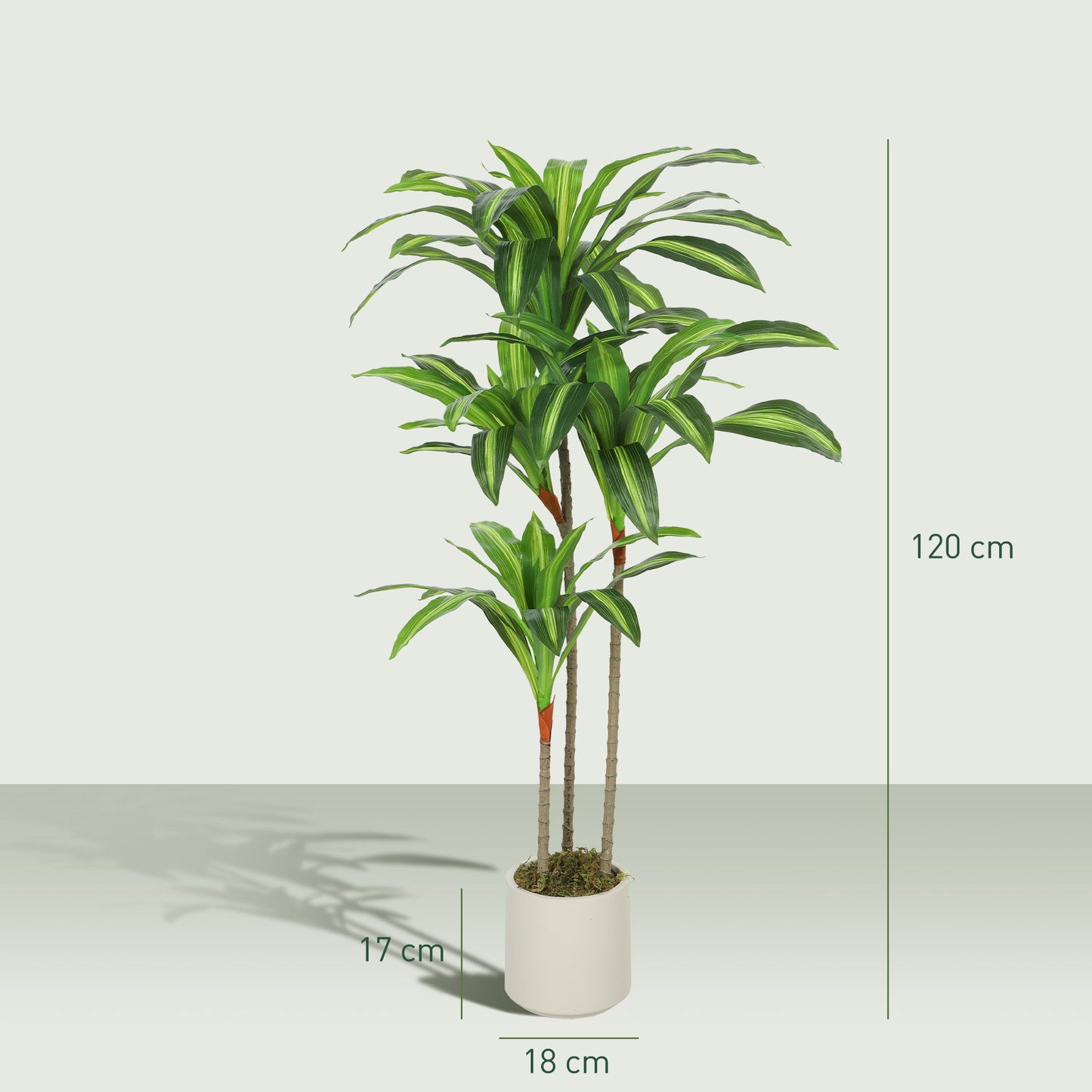 Artificial Dracaena Tree with Bendable Trunks, Green 120cm