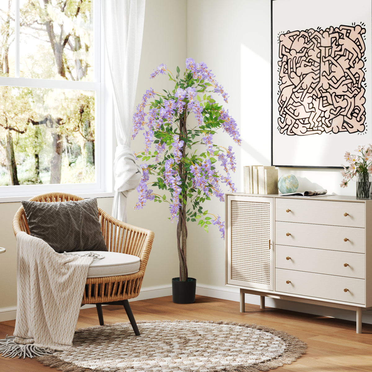 Artificial Wisteria Flower, Purple, 180cm