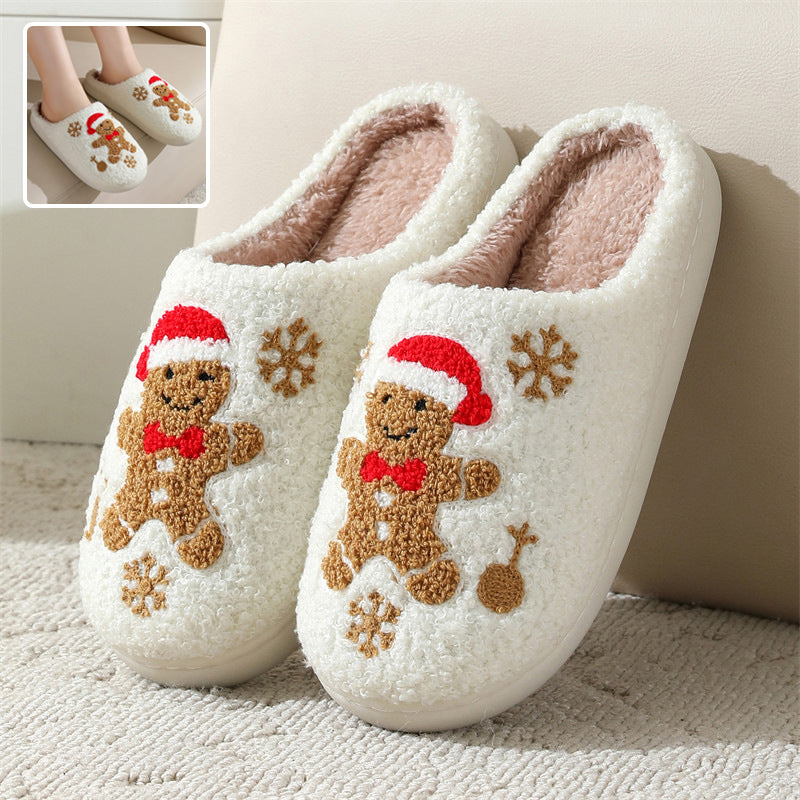 Christmas Snowflake Winter Gingerbread Man Slippers