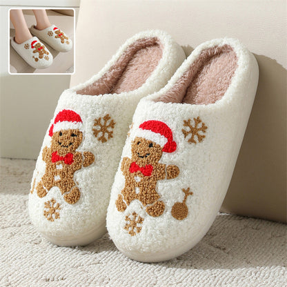 Christmas Snowflake Winter Gingerbread Man Slippers