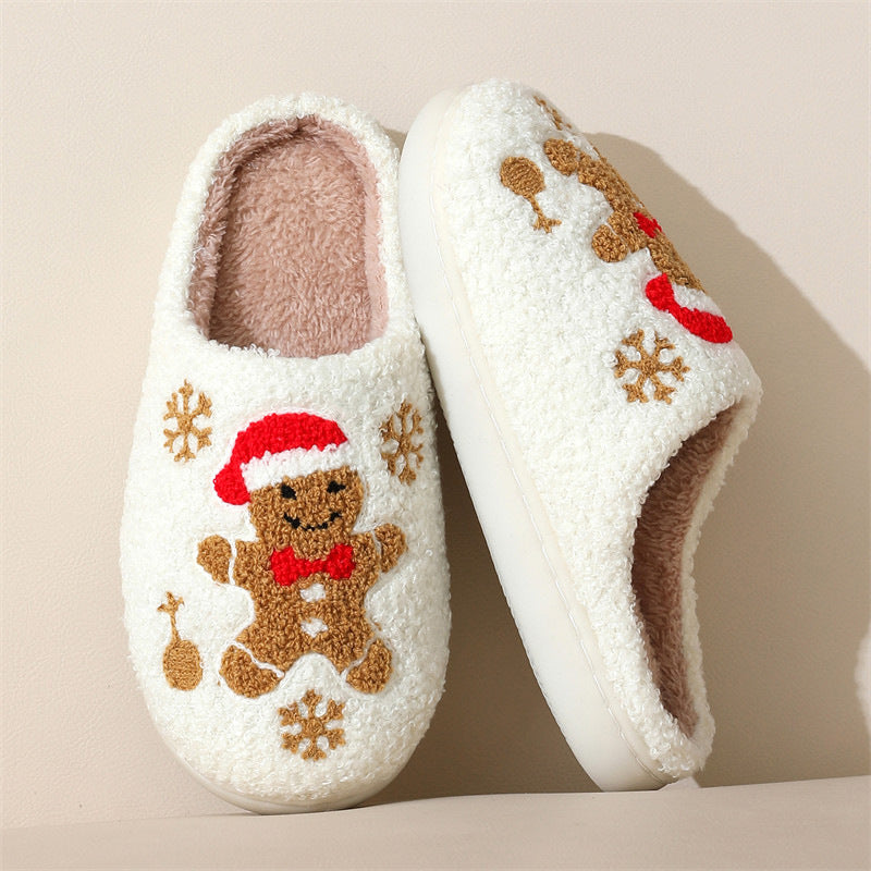 Christmas Snowflake Winter Gingerbread Man Slippers