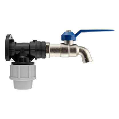 25mm MDPE Wall Flange & ¾″ Blue Lever Garden Tap