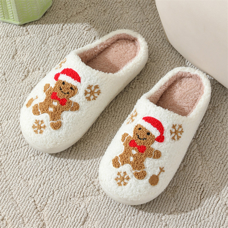Christmas Snowflake Winter Gingerbread Man Slippers