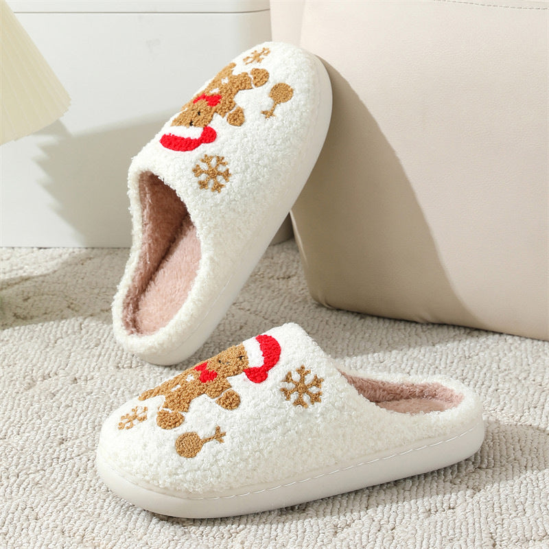 Christmas Snowflake Winter Gingerbread Man Slippers