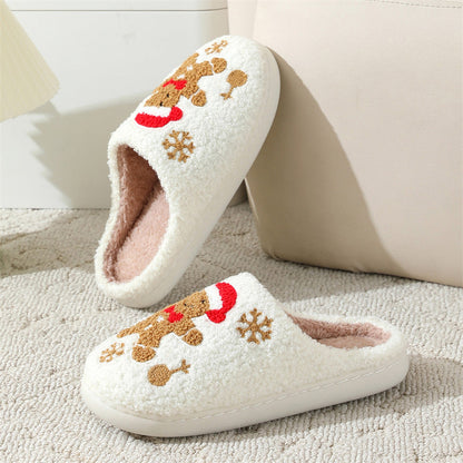 Christmas Snowflake Winter Gingerbread Man Slippers