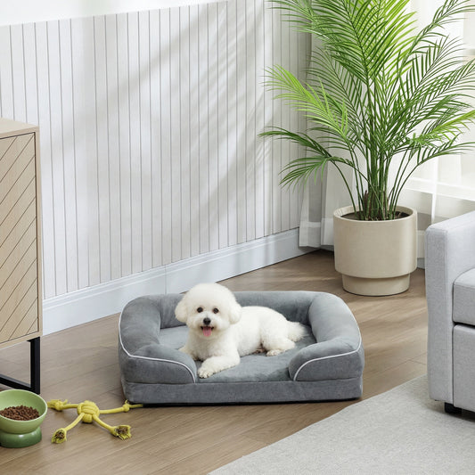 PawHut Washable Pet Sofa Bed for Cats and Dogs, Grey