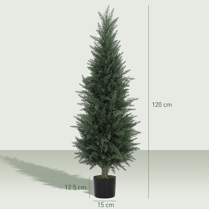 Set of 2 Decorative Artificial Plant, Cypress Tree in Pot 120 cm