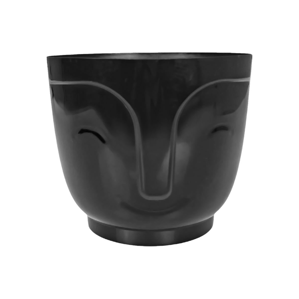 Atena Decorative Smiling Face Plant Pot (Black)