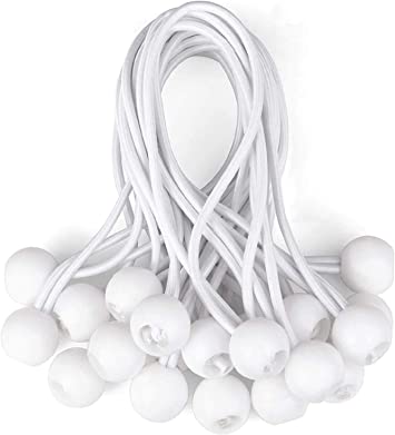 4″ White Bungee Ball Ties – Pack of 20 or 100