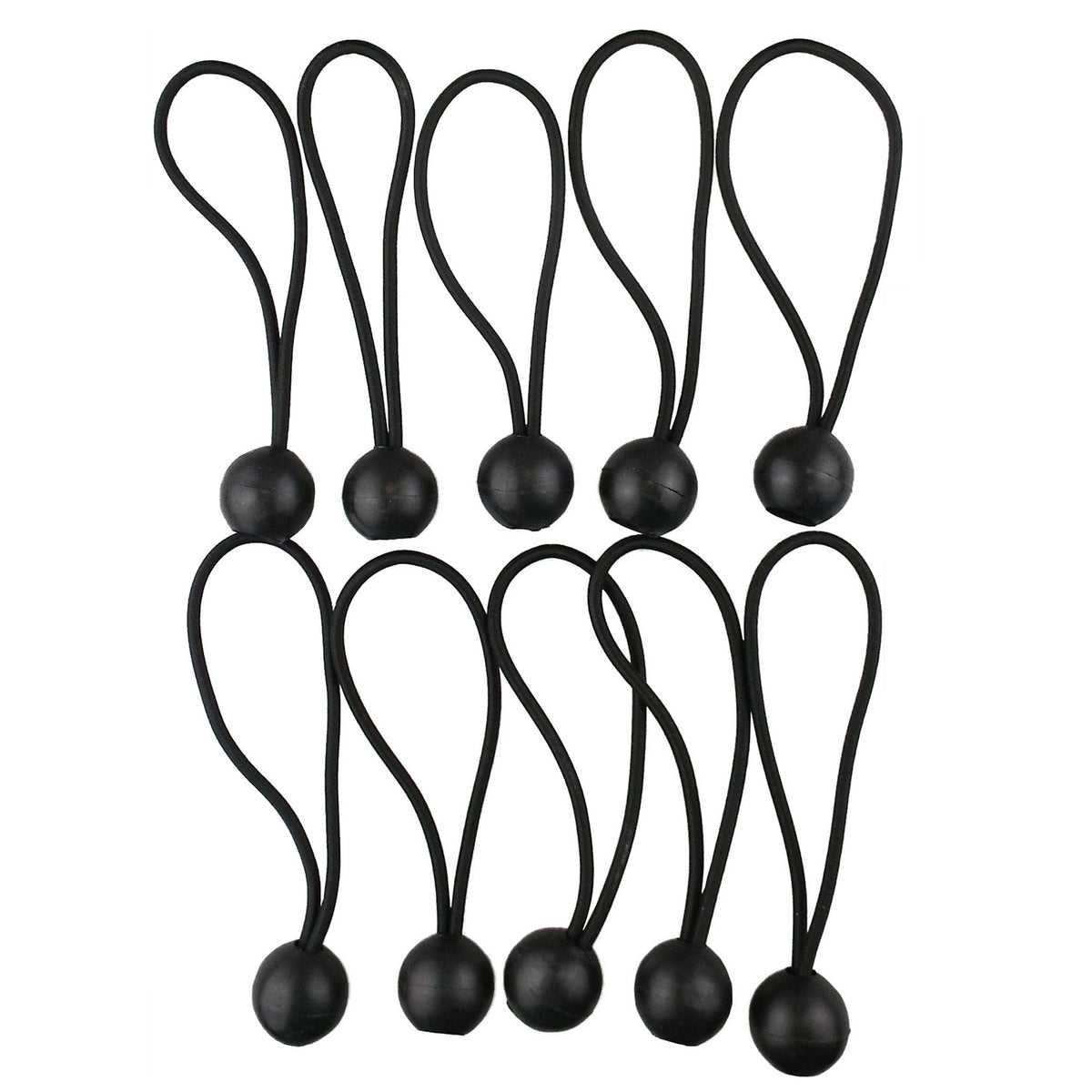 Black Bungee Ball Tie Set – 30 Pieces in 4″, 6″ & 10″ Sizes