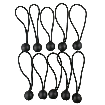 Black Bungee Ball Tie Set – 30 Pieces in 4″, 6″ & 10″ Sizes