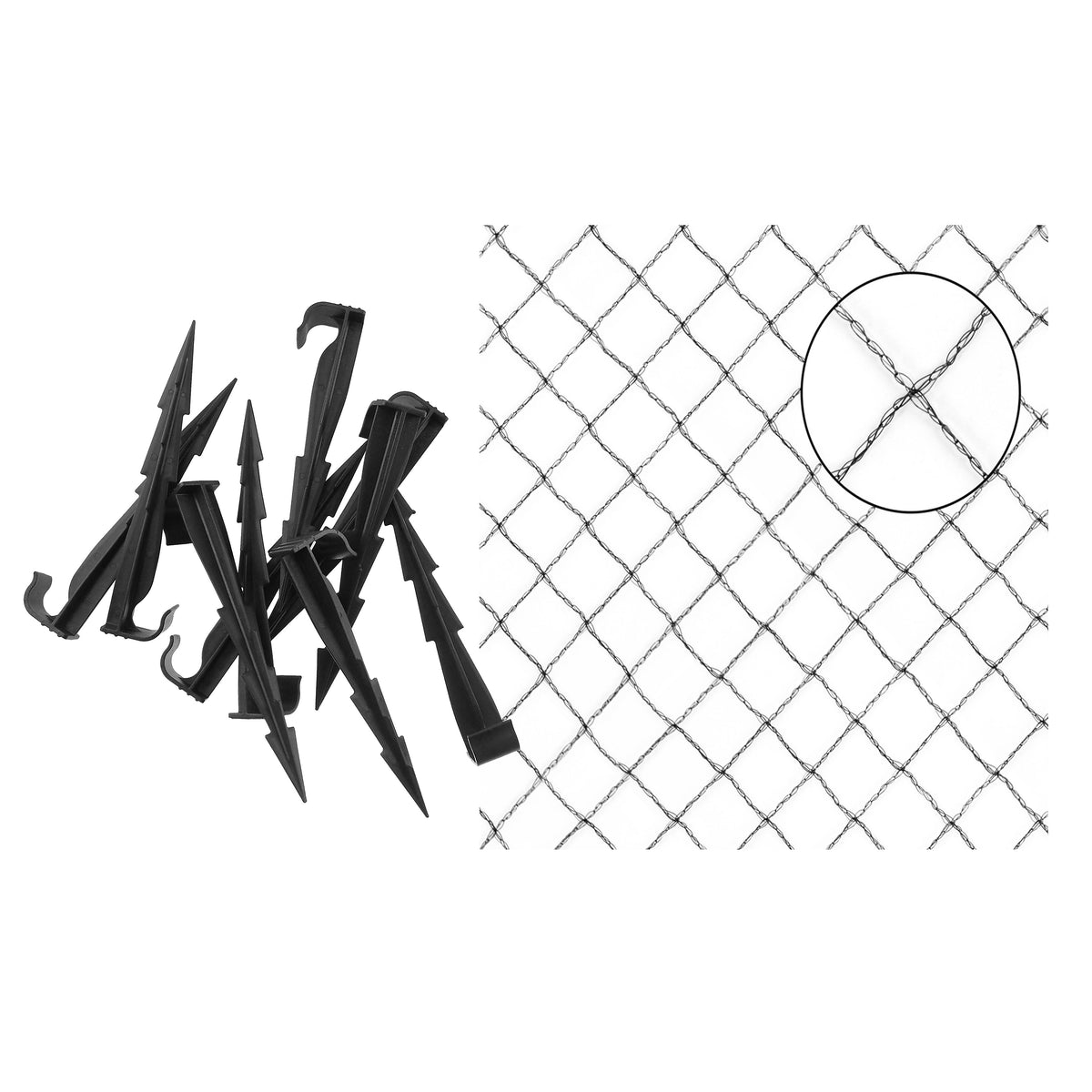 15mm Diamond Bird Netting with Ground Stakes – Size Options