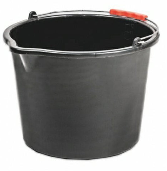 Black Plastic Bucket with Handle 20L