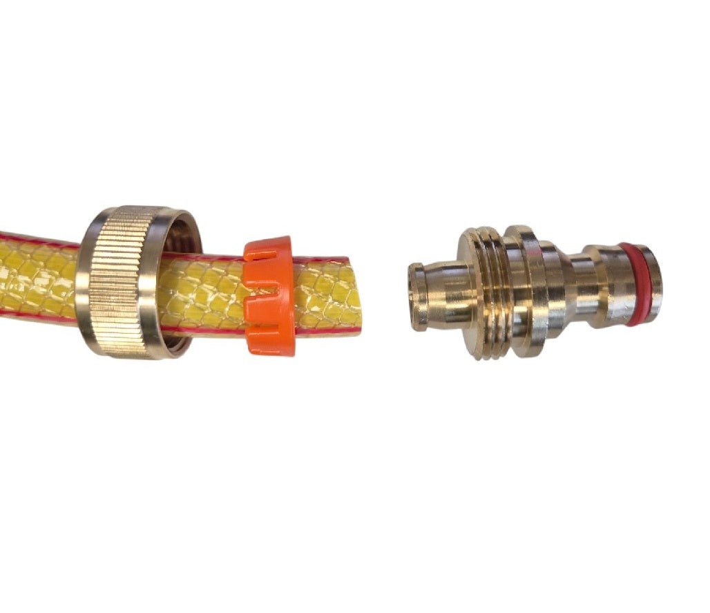 Brass BR-2122 Hose-End Connector – ½″ Hose to Male Snap-On