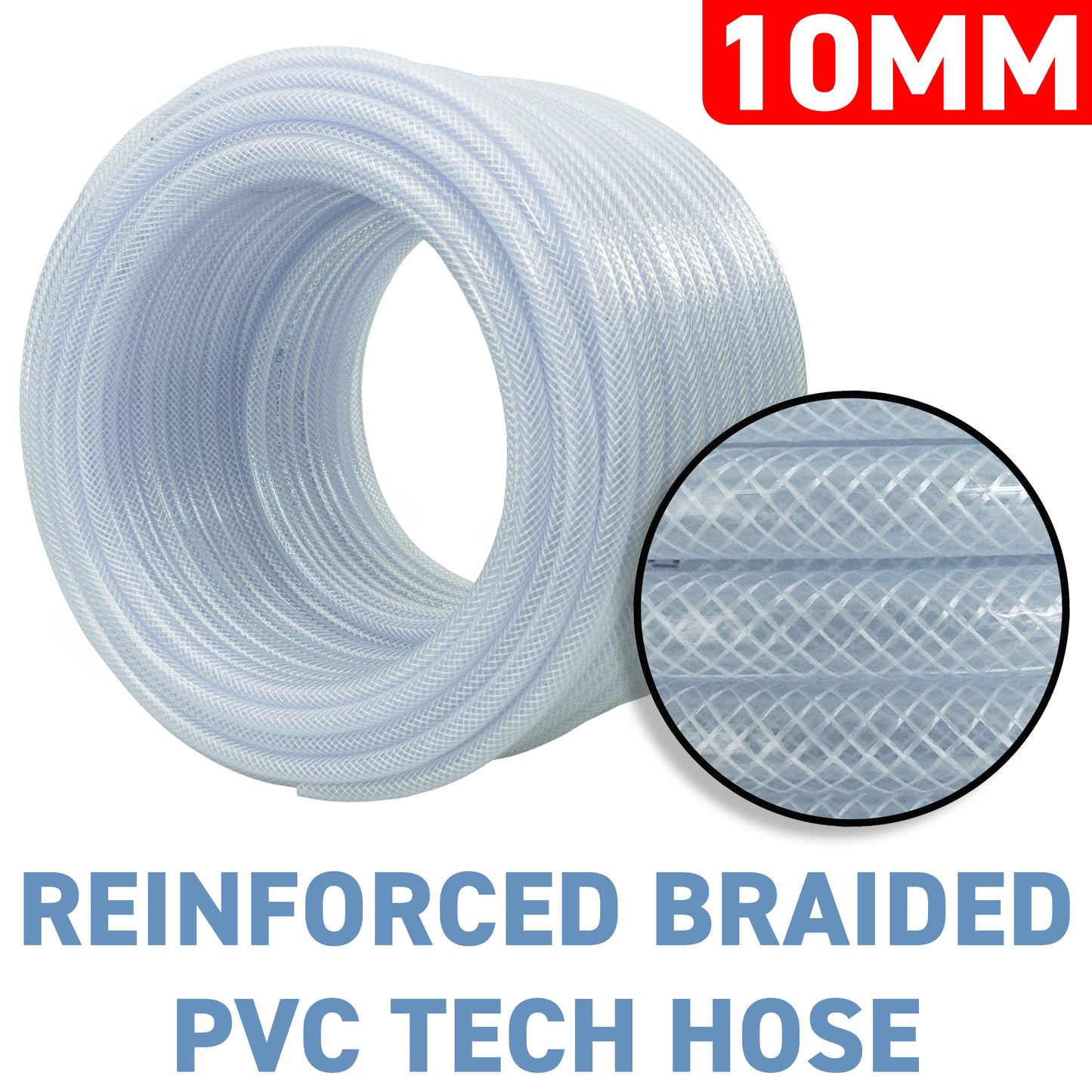 10mm Transparent Braided Reinforced PVC Hose