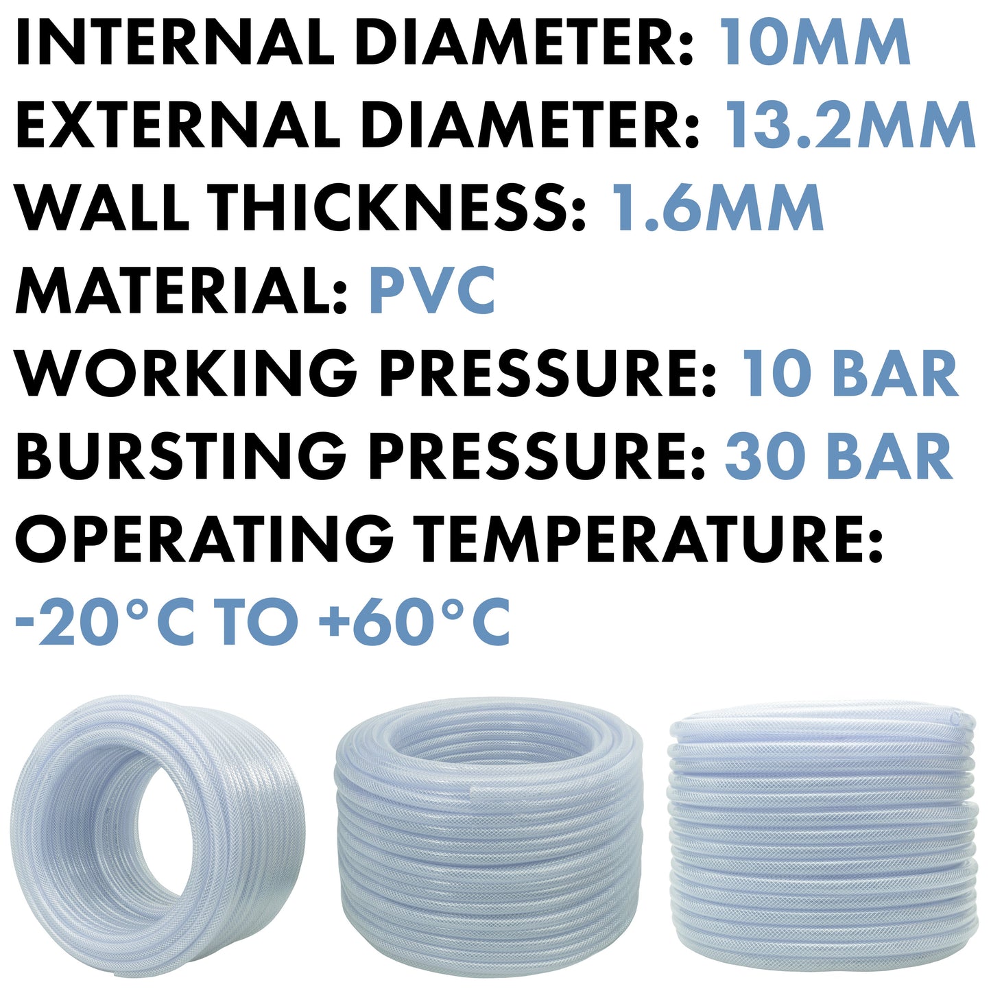 10mm Transparent Braided Reinforced PVC Hose