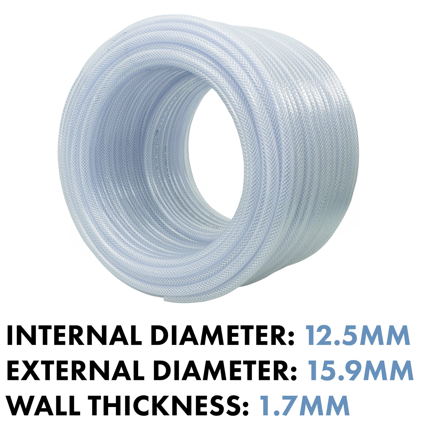12.5mm Transparent Braided Reinforced PVC Hose