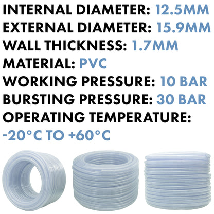 12.5mm Transparent Braided Reinforced PVC Hose