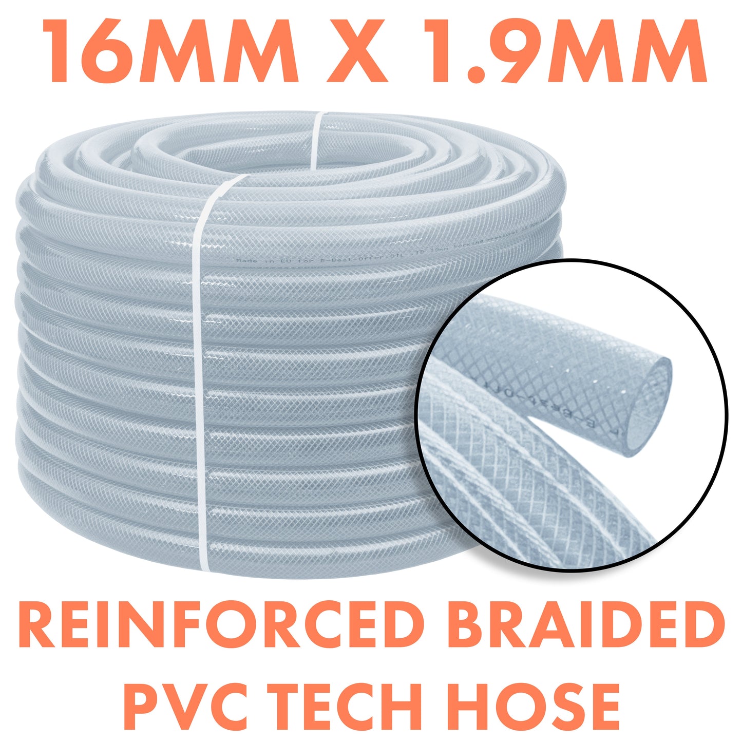 16mm Transparent Braided Reinforced PVC Hose