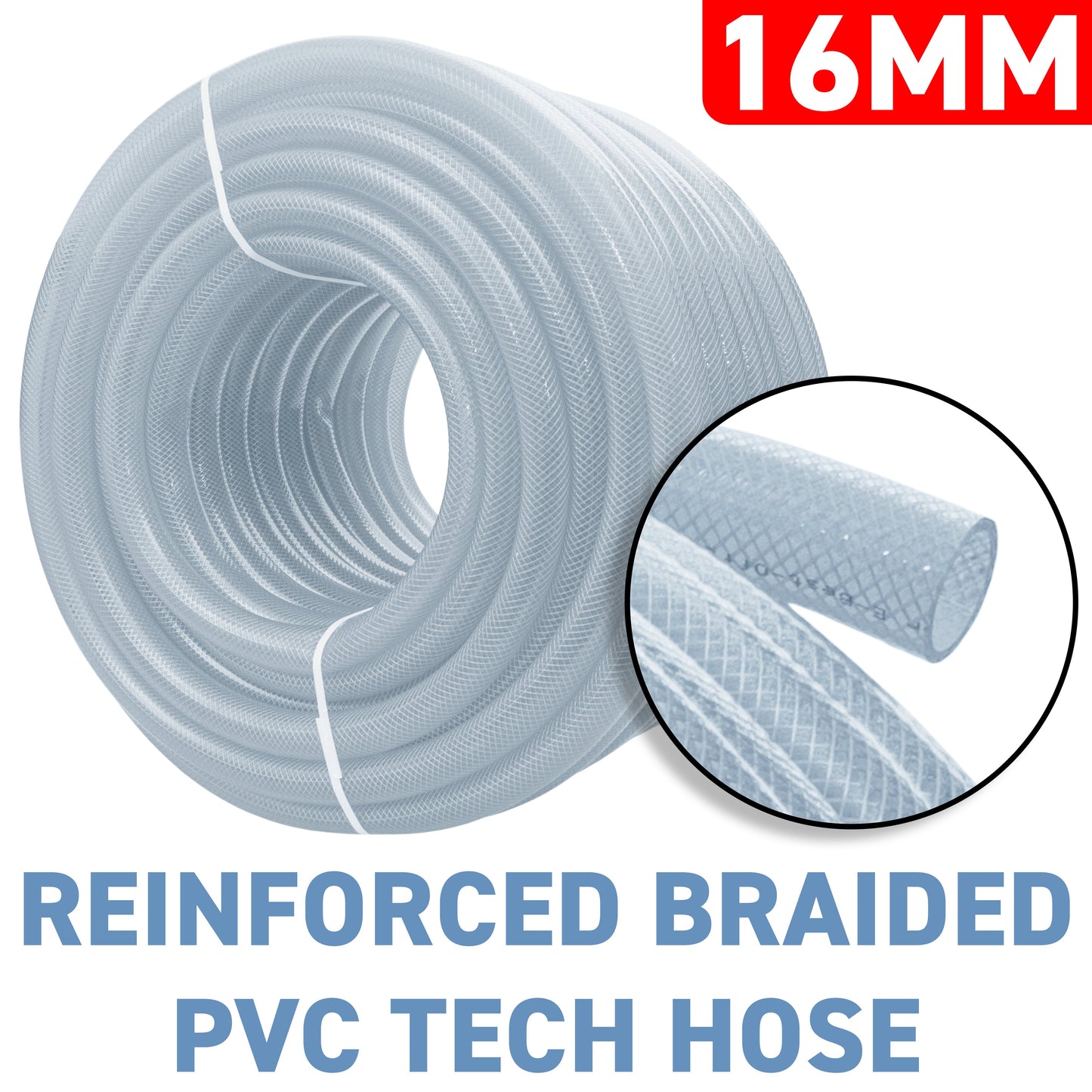 16mm Transparent Braided Reinforced PVC Hose