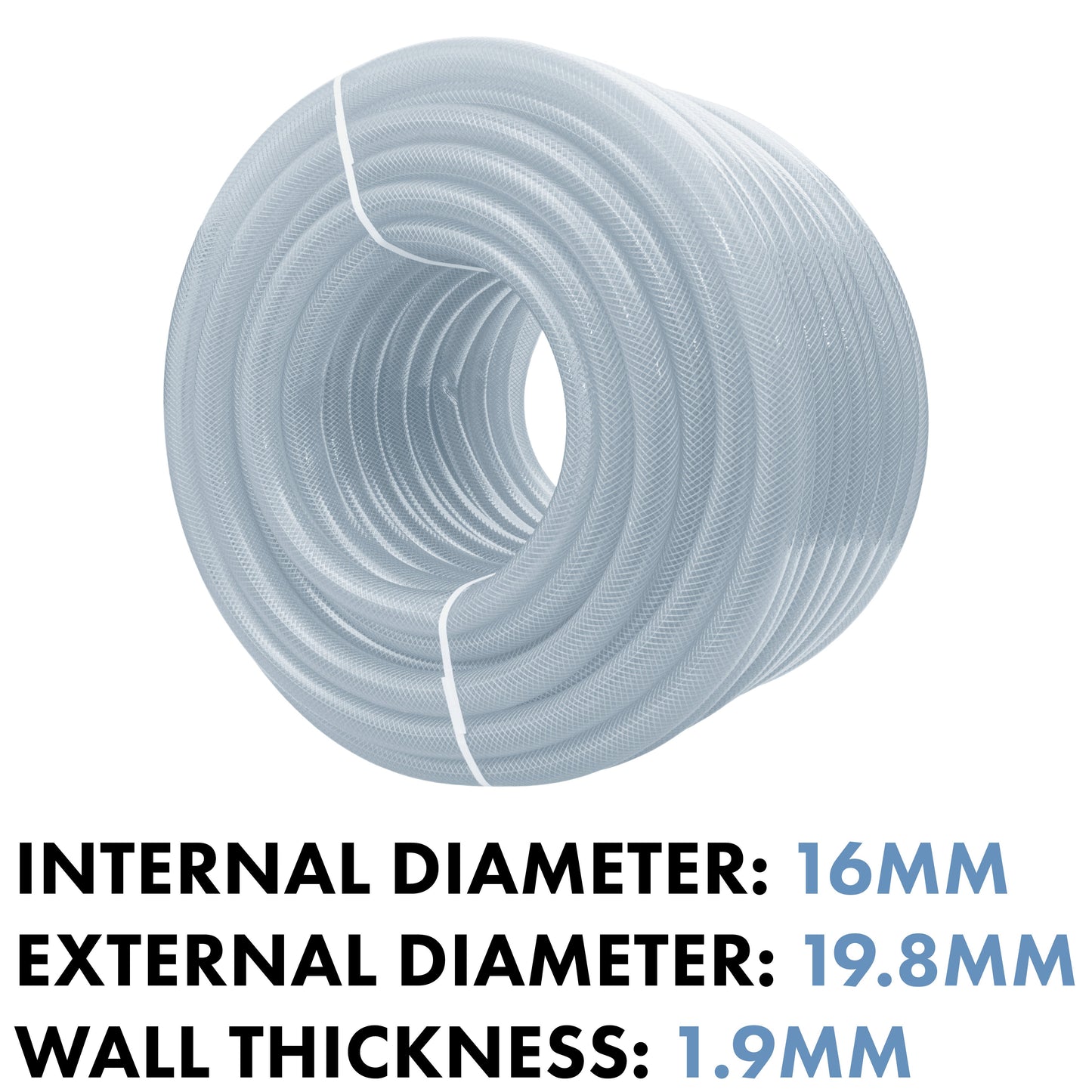 16mm Transparent Braided Reinforced PVC Hose