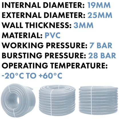 19mm Transparent Braided Reinforced PVC Hose