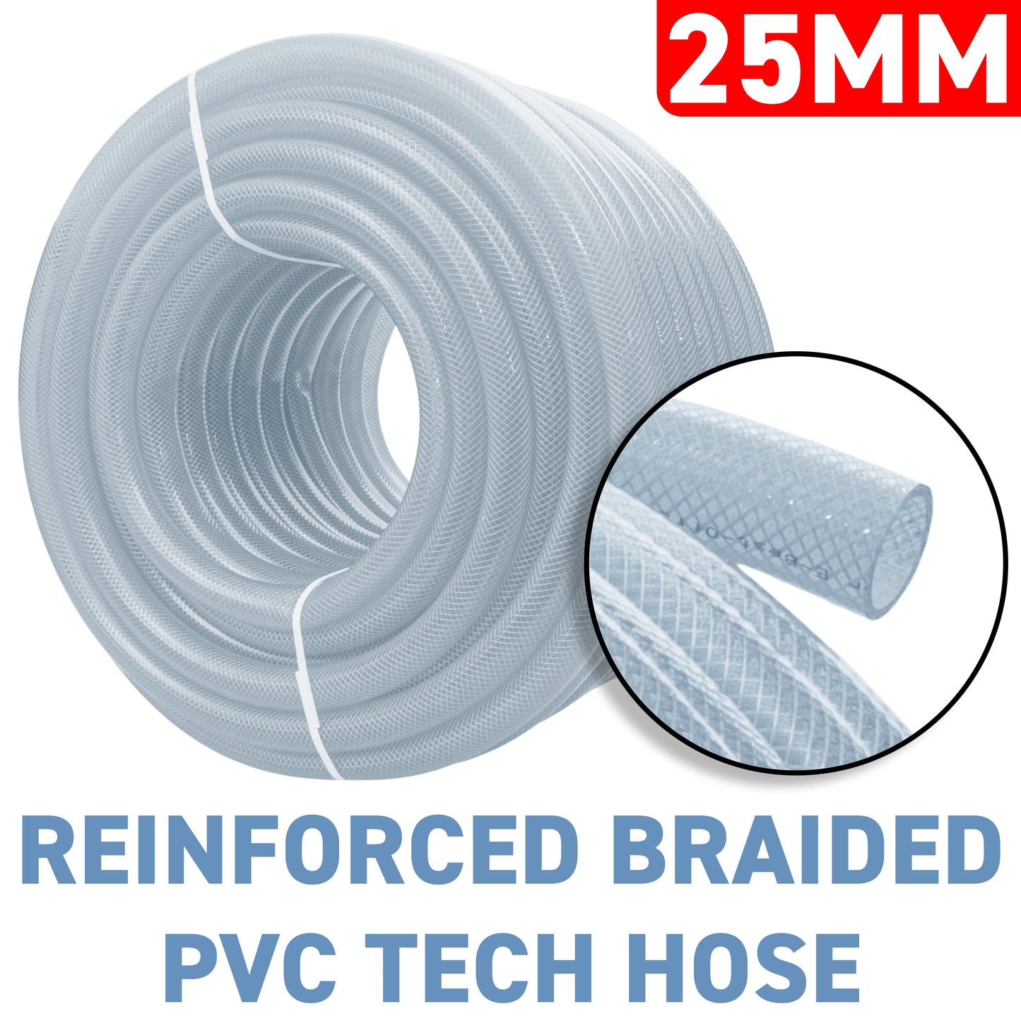 25mm Transparent Braided Reinforced PVC Hose