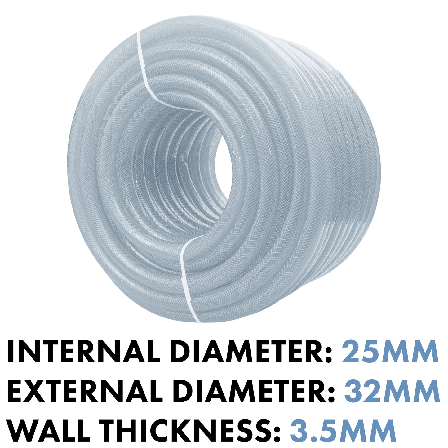25mm Transparent Braided Reinforced PVC Hose