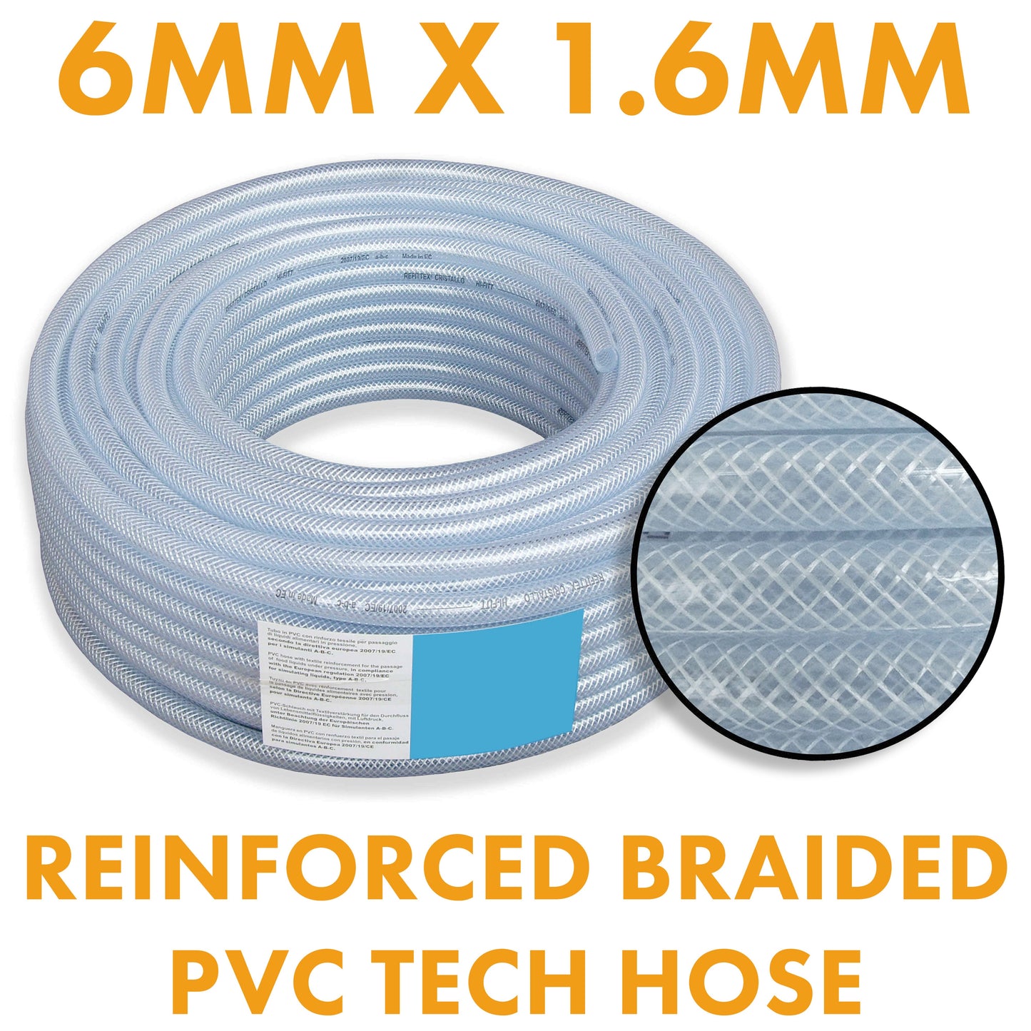 6mm Transparent Braided Reinforced PVC Hose