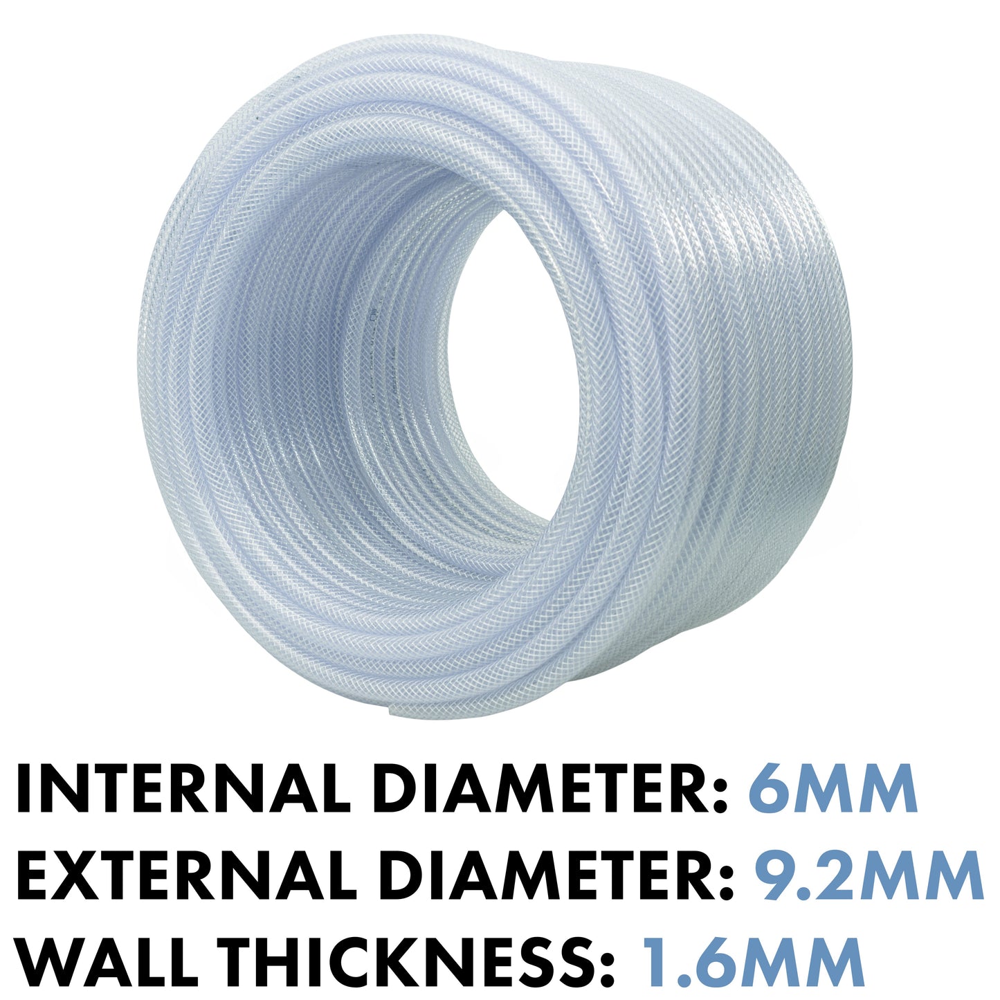 6mm Transparent Braided Reinforced PVC Hose
