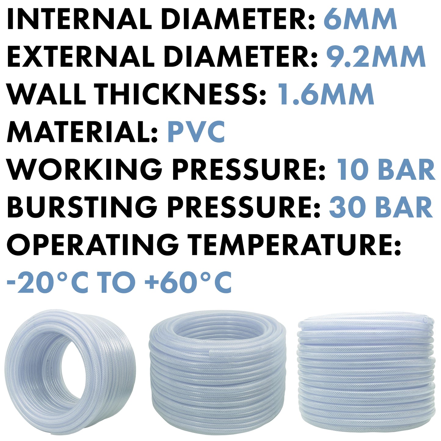 6mm Transparent Braided Reinforced PVC Hose
