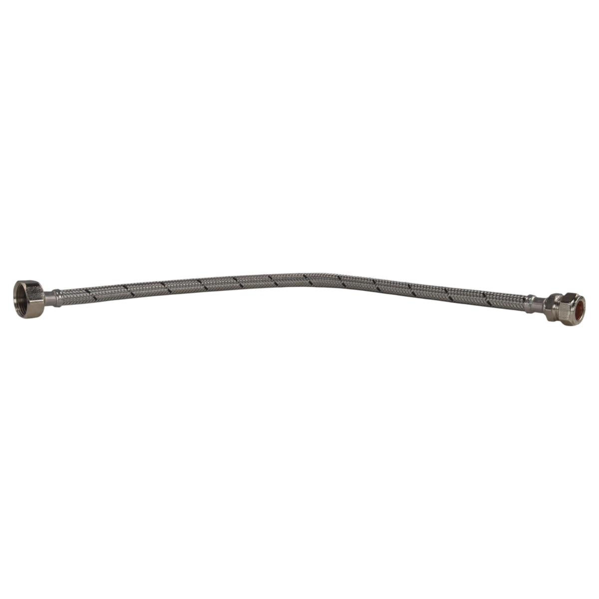 Braided Flexi Hose – 500mm, 15mm Compression to ¾″ BSP Female