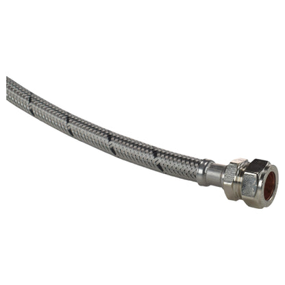 Braided Flexi Hose – 500mm, 15mm Compression to ¾″ BSP Female
