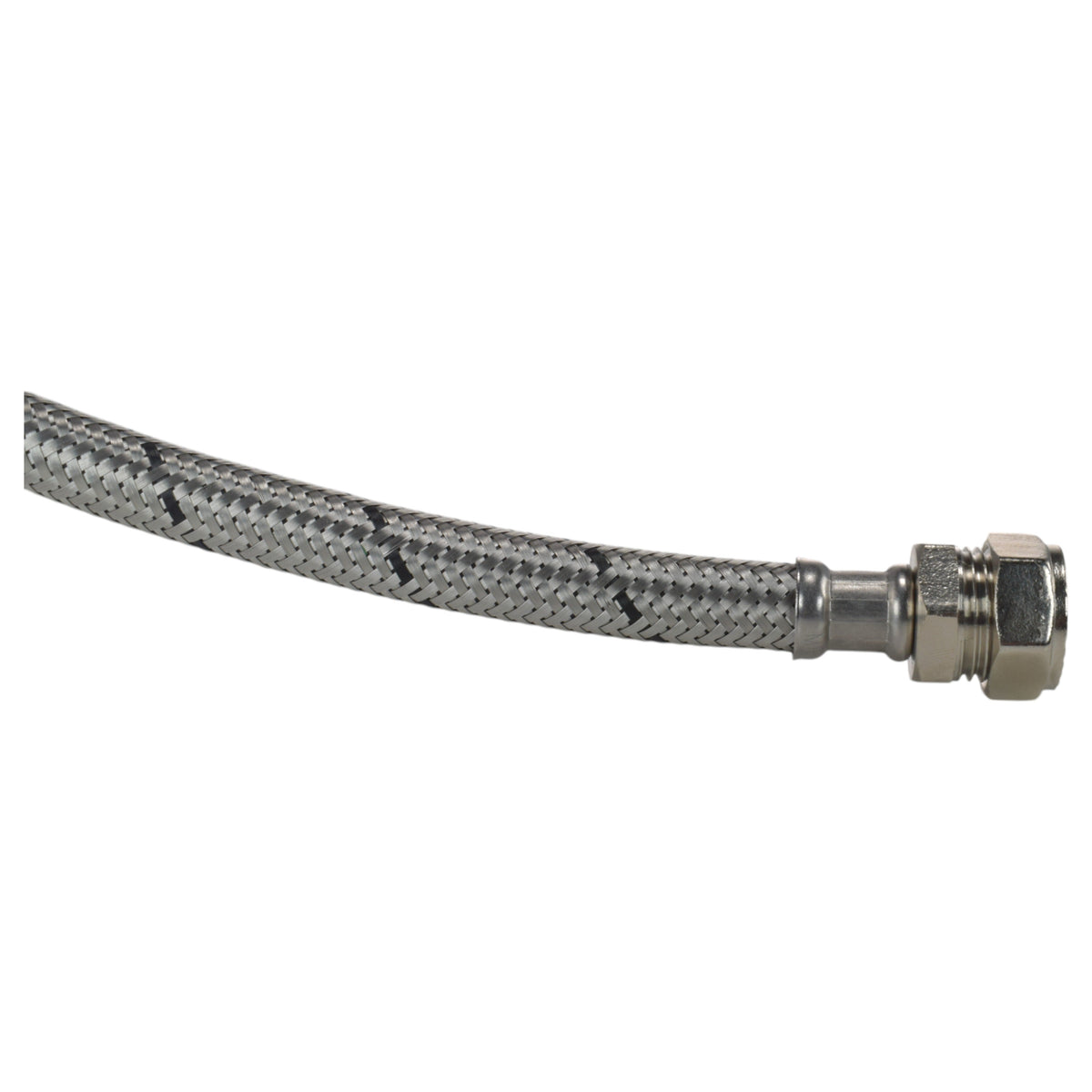 Braided Flexi Hose – 500mm, 15mm Compression to ¾″ BSP Female