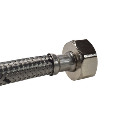 Braided Flexi Hose – 500mm, 15mm Compression to ¾″ BSP Female
