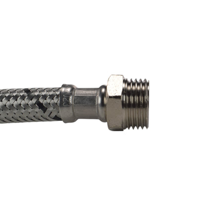 Braided Flexi Hose – 500mm, 15mm Compression to ¾″ BSP Female