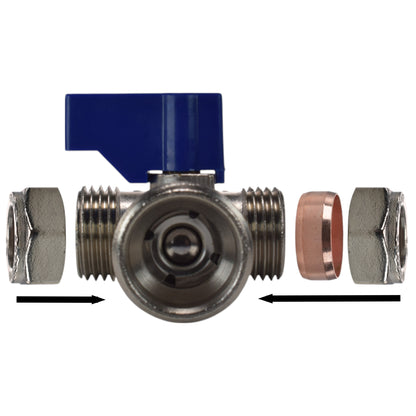 Brass Tee Valve – 15mm Compression with ¾″ BSP Male Branch
