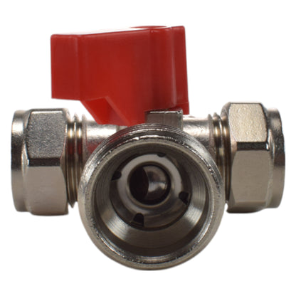 Brass Tee Valve – 15mm Compression with ¾″ BSP Male Branch