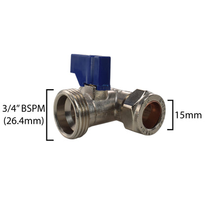 Brass Tee Valve – 15mm Compression with ¾″ BSP Male Branch