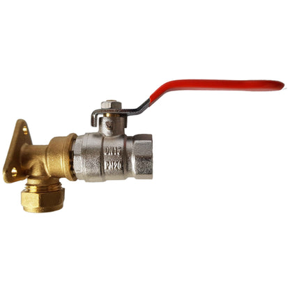 15mm Copper Wall Plate with Lever Valve – ½″ BSP; supplied product shown.