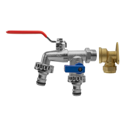 15mm Brass Wall Flange Kit with Double Lever Quick Connect Tap