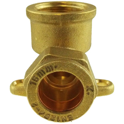 15mm Brass Wall Flange Kit with Lever Valve + Click Lock